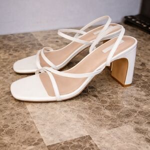 Forever 21 White Strappy Block Heels